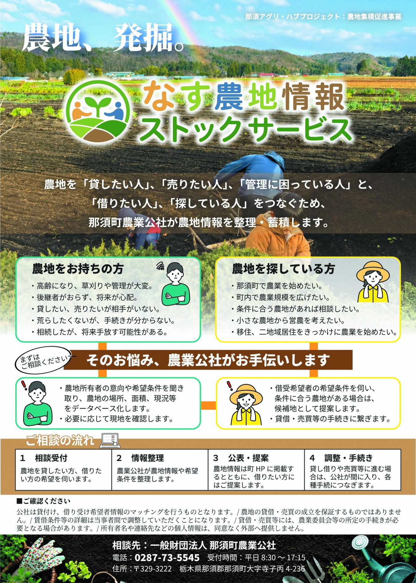 なす農地情報ストックサービスをご利用ください